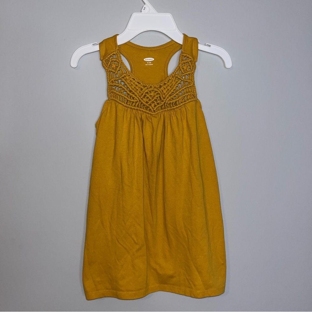 Old Navy Mustard Yellow Crochet Kids Tank Top XL